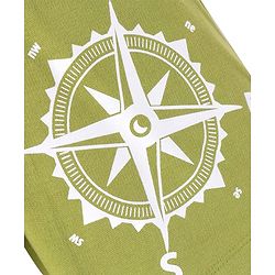 Pine Kids Looper Knit Above Knee Length Shorts With Compass Print - Olive Green