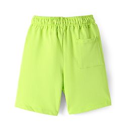 Pine Kids Looper Knit Above Knee Length Shorts With Text Print - Limegreen