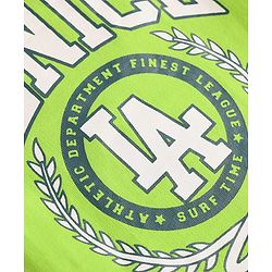 Pine Kids Looper Knit Above Knee Length Shorts With Text Print - Limegreen