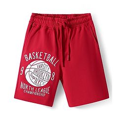 Pine Kids Looper Knit Above Knee Length Shorts with Football Print - Red