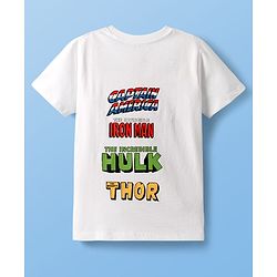 Pine Kids Marvel Single Jersey Knit Half Sleeves T-Shirt with Front & Back Avengers Graphics - White