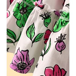 Pine Kids Cotton Knit Sleeveless Tiered Floral Printed Frock - White