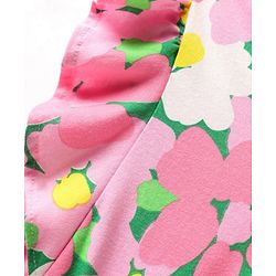 Pine Kids Cotton Knit Frill Sleeves Frock with Floral Print - Pink