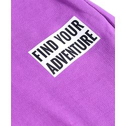 Pine Kids Knit Full Length Lounge Pant With Text Print & Cargo Pockets - Purple