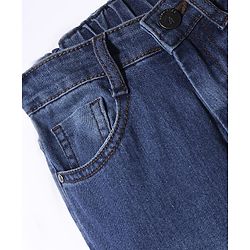 Pine Kids Woven Full Length Washed Denim Jeans With Cargo Pockets - Navy Blue