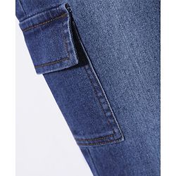 Pine Kids Woven Full Length Washed Denim Jeans With Cargo Pockets - Navy Blue