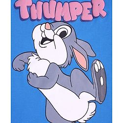 Pine Kids Disney Terry Knit Half Drop Shoulder Sleeves Oversized T-Shirt with Thumper Puff Graphics - Blue