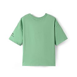 Pine Kids Disney Terry Knit Half Sleeves Oversize Drop Shoulder T-Shirt With Aristocats Marie Graphics And Sequins Detailing - Mint