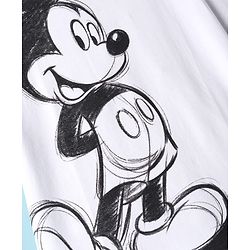 Pine Kids Disney Terry Knit Half Sleeves Oversized Drop Shoulder T-Shirt With Front And Back Mickey Mouse Graphics And Foil Print Detailing - White