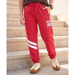 Pine Kids Knit Full Length Lounge Pant With New York Print - Red