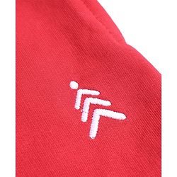 Pine Kids Cotton Knit Full Length Track Pants with Tape Detailing - Red