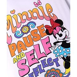 Pine Kids Disney Terry Knit Half Sleeves Oversize Drop Shoulder T-Shirt With Minnie Mouse Graphics - White