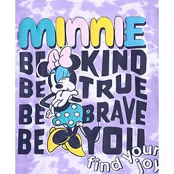 Pine Kids Disney Terry Knit Half Sleeves Oversized Drop Shoulder Tie And Dye T-Shirt With Minnie Mouse Graphics -  Purple