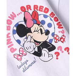 Pine Kids Disney Terry Knit Half Sleeves Oversized Drop Shoulder T-Shirt With Minnie Mouse Front And Back Graphics - White