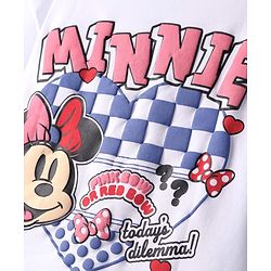 Pine Kids Disney Terry Knit Half Sleeves Oversized Drop Shoulder T-Shirt With Minnie Mouse Front And Back Graphics - White