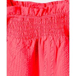 Pine Kids Cotton Woven Singlet Textured Top with Smock Detailing - Red