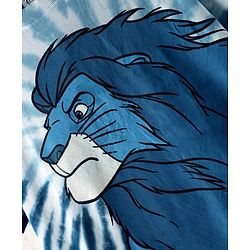 Pine Kids Disney Terry Knit Half Sleeves Oversized And Drop Shoulder Tie And Dye T-Shirt With Lion King Graphics And Badge Detailing  - Blue