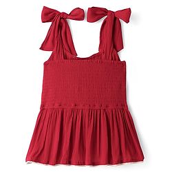 Pine Kids Woven Sleeveless Textured Top with Lace Detailing - Maroon