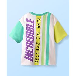 Pine Kids Marvel Terry Knit Half Sleeves Oversized And Drop Shoulder T-Shirt With Front And Back Hulk Graphics - White