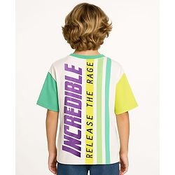 Pine Kids Marvel Terry Knit Half Sleeves Oversized And Drop Shoulder T-Shirt With Front And Back Hulk Graphics - White