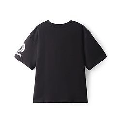 Pine Kids Marvel Terry Knit Half Drop Shoulder Sleeves Oversized T-Shirt with Avengers Graphics - Black