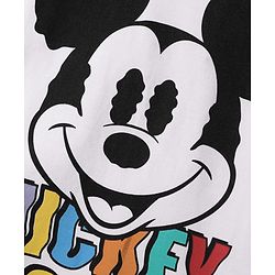 Pine Kids Disney Terry Knit Half Drop Shoulder Sleeves Oversized T-Shirt with Mickey Mouse Front & Back Graphics - White