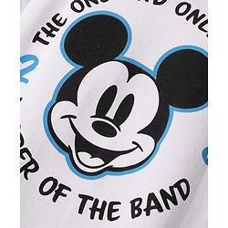 Pine Kids Disney Terry Knit Half Drop Shoulder Sleeves Oversized T-Shirt with Mickey Mouse Front & Back Graphics - White