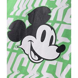 Pine Kids Disney Terry Knit Half Drop Shoulder Sleeves Oversized T-Shirt with Mickey Mouse Front & Back Graphics - Light Green