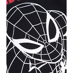 Pine Kids Marvel Terry Knit Half Sleeves Oversize Drop Shoulder T-Shirt With Front And Back Spider Man Graphics - Black