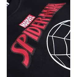 Pine Kids Marvel Terry Knit Half Sleeves Oversize Drop Shoulder T-Shirt With Front And Back Spider Man Graphics - Black