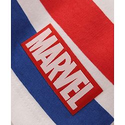 Pine Kids Marvel Terry Knit Half Sleeves Oversized And Drop Shoulder T-Shirt With Front And Back Spider Man Graphics - White & Blue