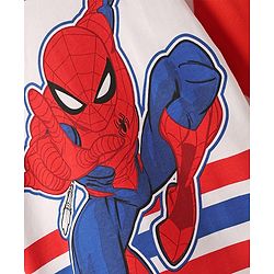 Pine Kids Marvel Terry Knit Half Sleeves Oversized And Drop Shoulder T-Shirt With Front And Back Spider Man Graphics - White & Blue
