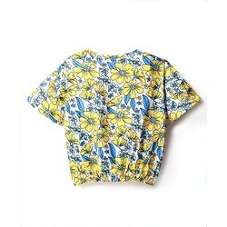 Pine Kids Cotton Knit Half Sleeves Floral Printed T-Shirt - White