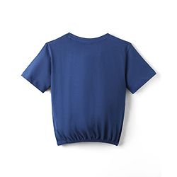 Pine Kids Cotton Knit Half Sleeves T-Shirt with Butterfly Foil Print - Navy Blue