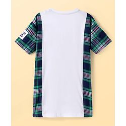 Pine Kids Disney Single Jersey Knit Half Sleeves Shrug Style Dress with Minnie Mouse Graphics & Badge Detailing - Green