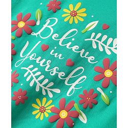 Pine Kids Cotton Knit Half Sleeves T-Shirt with Believe in Yourself Text Print - Mint