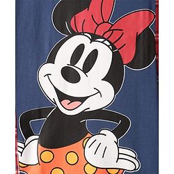 Pine Kids Disney Single Jersey Knit Half Sleeves Shrug Style Frock With Minnie Mouse Graphics & Badge Detailing - Red & Navy Blue