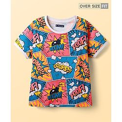 Pine Kids Cotton Knit Half Sleeves T-Shirt with Text Print - Pink