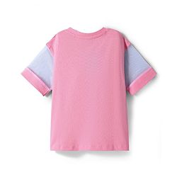 Pine Kids Cotton Knit Half Sleeves Oversized T-Shirt with Text Print - Pink