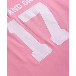 Pine Kids Cotton Knit Half Sleeves Oversized T-Shirt with Text Print - Pink