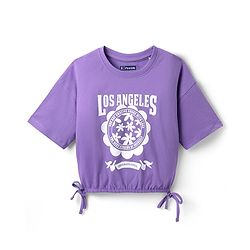 Pine Kids Cotton Knit Half Sleeves T-Shirt With Los Angeles Text Print - Purple