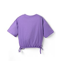 Pine Kids Cotton Knit Half Sleeves T-Shirt With Los Angeles Text Print - Purple