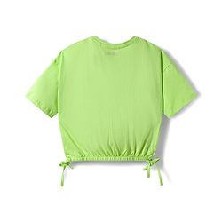 Pine Kids Cotton Knit Half Sleeves T-Shirt With Floral Print & Knot Detailing - Green