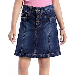 Pine Kids Above Knee Length Washed Denim Skorts - Navy Blue