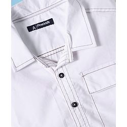 Pine Kids Cotton Woven Half Sleeves Solid Color Shirt - White