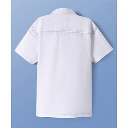 Pine Kids Cotton Woven Half Sleeves Solid Color Shirt - White