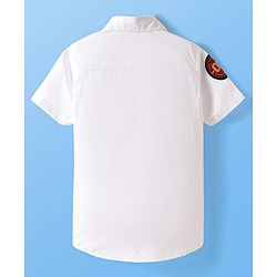 Pine Kids Cotton Woven Half Sleeves Solid Colour Shirt - White