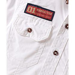Pine Kids Cotton Woven Half Sleeves Solid Colour Shirt - White