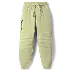 Pine Kids Cotton Knit Full Length Lounge Pant With Text Patch - Green