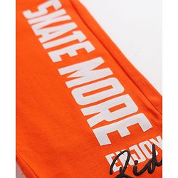 Pine Kids Cotton Knit Full Length Lounge Pant With Text Print - Orange